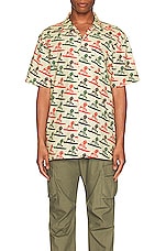 Mami Wata Surfing Diceman Shirt in Ecru/Red/Green, view 3, click to view large image.