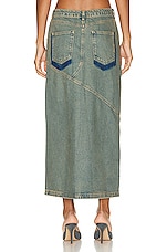 Miaou Rowan Skirt in Green Acid Denim, view 3, click to view large image.