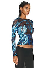 Miaou Long Sleeve Tee in Tattoo Blue, view 2, click to view large image.