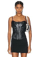 Miaou Chuck Corset Top in Black, view 1, click to view large image.