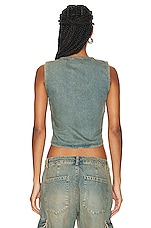 Miaou Chani Top in Green Acid Denim, view 3, click to view large image.