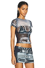 Miaou Mini Tee in Belt Print, view 2, click to view large image.