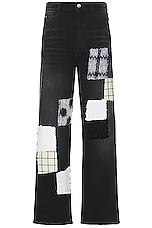 Marni Patchwork Bleached Cotton Bull Denim in Black, view 1, click to view large image.