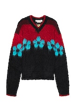 Marni V Neck Sweater in Black, view 1, click to view large image.