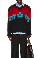 Marni V Neck Sweater in Black, view 3, click to view large image.