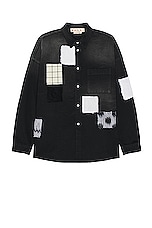 Marni Patchwork Shirt in Black, view 1, click to view large image.
