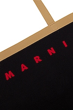 Marni Flat Shopping Bag in Black, Silk White & Red, view 5, click to view large image.