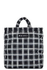 Marni Tote Ns Nylon Check in Black, view 1, click to view large image.