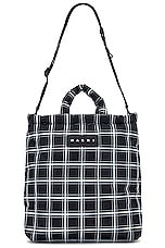 Marni Tote Ns Nylon Check in Black, view 5, click to view large image.