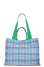 Marni Large Basket in Green, Fuchsia & Cypress, view 1, click to view large image.
