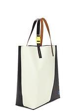 Marni Shopping N/s Tote in Shell & Black, view 3, click to view large image.