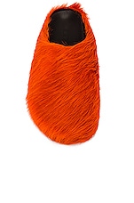 Marni Long Hair Fussbett Sabot in Orange, view 4, click to view large image.