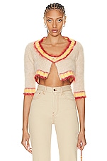 Marni Cropped Cardigan in Tan, view 1, click to view large image.