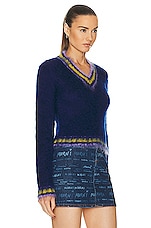 Marni V-neck Long Sleeve Sweater in Royal, view 2, click to view large image.