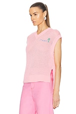 Marni V Neck Sweater in Pink Gummy, view 3, click to view large image.