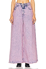Marni Marble Dyed Flared Trousers in Pink Gummy, view 1, click to view large image.