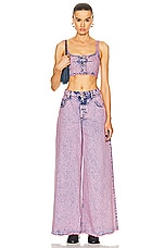 Marni Marble Dyed Flared Trousers in Pink Gummy, view 4, click to view large image.