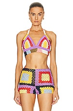Marni x No Vacancy Inn Crochet Halter Bra Top in Multicolor, view 1, click to view large image.