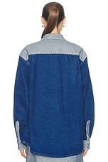 Marni Oversized Denim Shirt in Ocean, view 3, click to view large image.