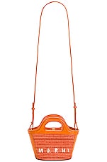 美品MARNI TROPICALIA BAG MICRO MARNI Tropicalia micro leather and embroidered faux raffia tote