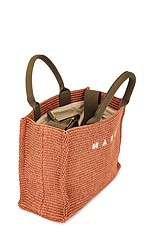 Marni Small Basket Bag in Brick & Olive, view 5, click to view large image.