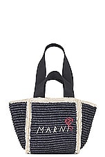 Marni Small Shopping Bag in Black & Ivory, view 1, click to view large image.