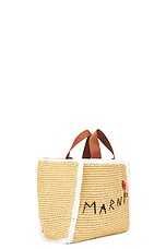 Marni Medium Shopping Bag in Natural, White, & Rust, view 5, click to view large image.
