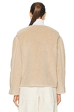 Max Mara Aspetto Pelliccia Fleece Zip Up Jacket in Beige, view 4, click to view large image.