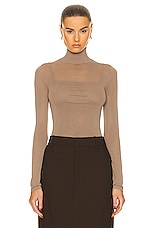 Max Mara Filato Sheer Long Sleeve Top in Sand, view 1, click to view large image.