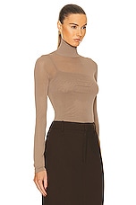 Max Mara Filato Sheer Long Sleeve Top in Sand, view 2, click to view large image.