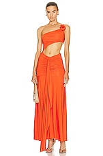 Maygel Coronel Fermina Dress in Tangerine, view 1, click to view large image.