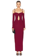 Maygel Coronel Calice Dress in Burgundy, view 1, click to view large image.