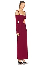 Maygel Coronel Calice Dress in Burgundy, view 2, click to view large image.