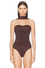 Maygel Coronel Igara One Piece Bodyuit in Brown, view 2, click to view large image.