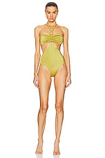 Maygel Coronel Onasis One Piece Swimsuit in Pascolo Green, view 1, click to view large image.