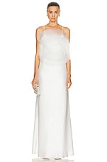 MACH & MACH Lotus Blossom Silk Maxi Dress in White, view 1, click to view large image.