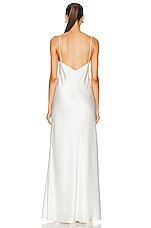 MACH & MACH Lotus Blossom Silk Maxi Dress in White, view 3, click to view large image.