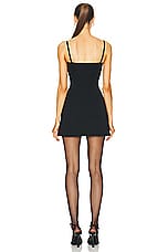MACH & MACH Crystal Bow Stretch Mini Dress in Black, view 3, click to view large image.