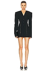 MACH & MACH Corset Detailed Blazer Dress in Black, view 1, click to view large image.