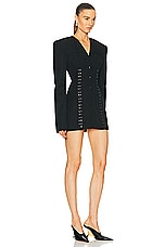 MACH & MACH Corset Detailed Blazer Dress in Black, view 2, click to view large image.