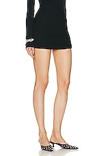 MACH & MACH Knitted Mini Skirt in Black, view 2, click to view large image.
