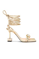 MACH & MACH Crystal Square Toe Sandal in Light Gold, view 1, click to view large image.