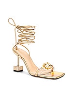 MACH & MACH Crystal Square Toe Sandal in Light Gold, view 2, click to view large image.