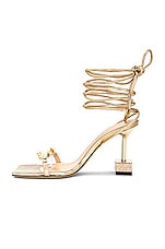 MACH & MACH Crystal Square Toe Sandal in Light Gold, view 5, click to view large image.