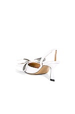 MACH & MACH Le Cadeau Satin Kitten Heel Slingback Pump in White, view 3, click to view large image.