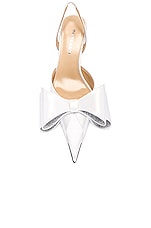 MACH & MACH Le Cadeau Satin Kitten Heel Slingback Pump in White, view 4, click to view large image.
