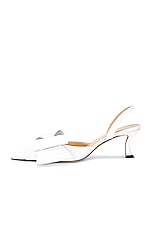 MACH & MACH Le Cadeau Satin Kitten Heel Slingback Pump in White, view 5, click to view large image.