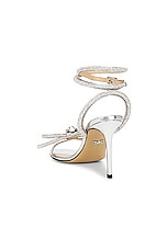 MACH & MACH Double Bow 95 Round Toe Mirror Leather Sandal in Silver, view 3, click to view large image.