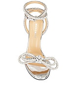 MACH & MACH Double Bow 95 Round Toe Mirror Leather Sandal in Silver, view 4, click to view large image.