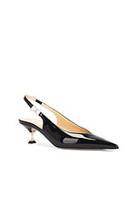 MACH & MACH Crystal Bow Pointed Toe Slingback in Black, view 2, click to view large image.